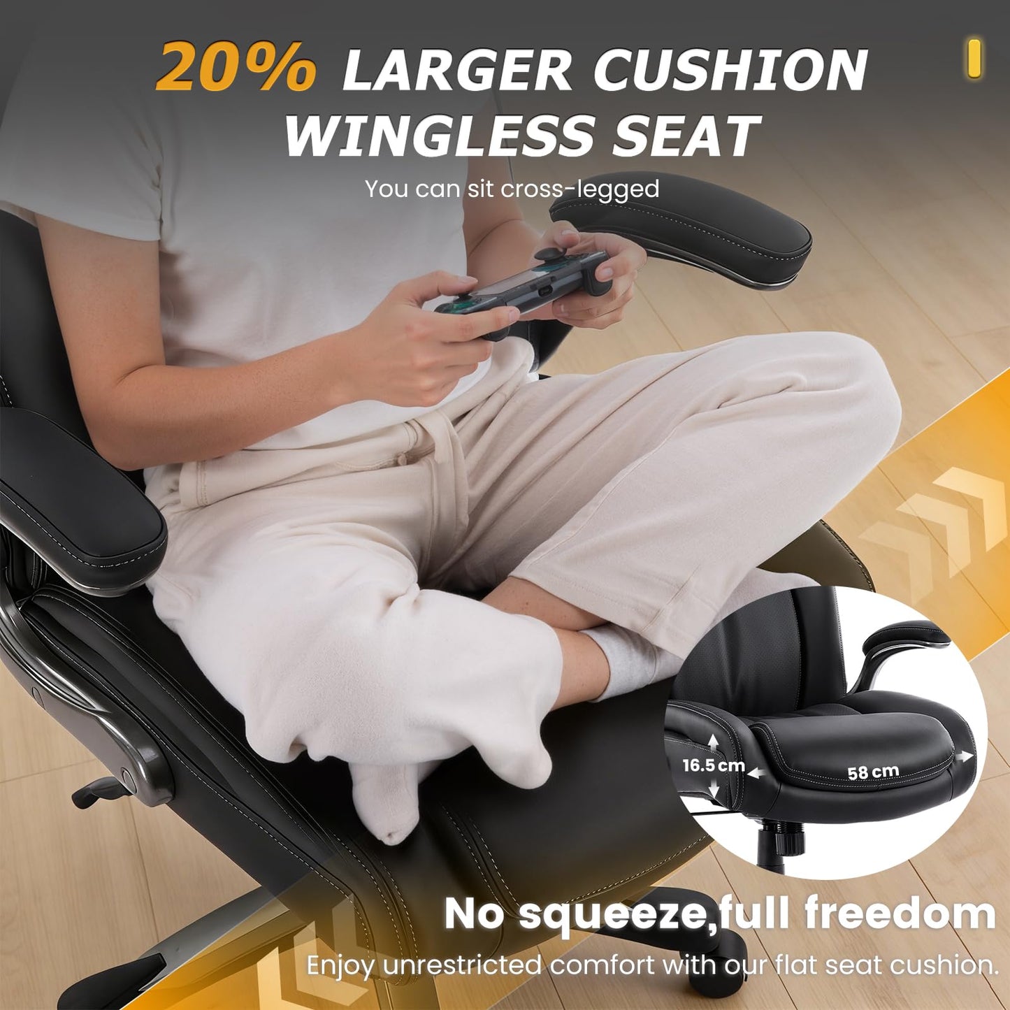 COLAMY Big and Tall Office Chair 400lbs, PU Leather Executive Office Chair for Heavy People
