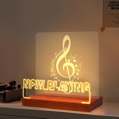 OkiyiD Now Playing Vinyl Record Stand, Light Up Record Holder Stand Display Decor