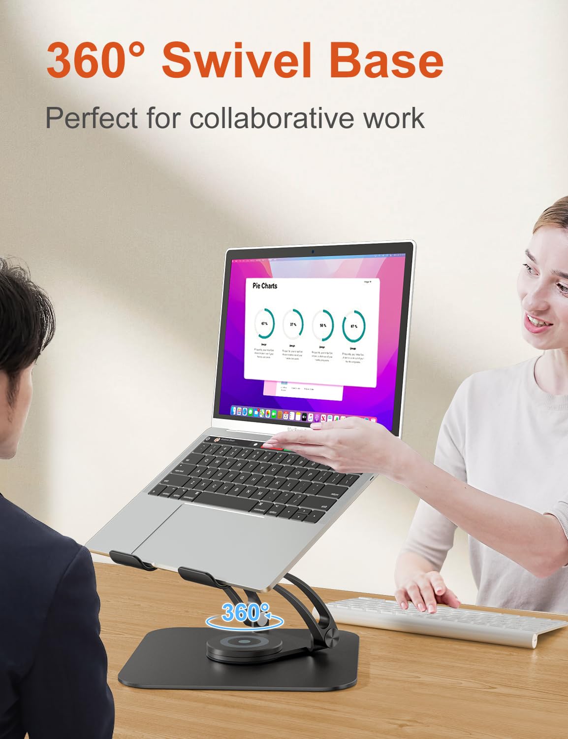 tounee Adjustable Laptop Stand for Desk, Ergonomic Holder with 360° Rotating Base