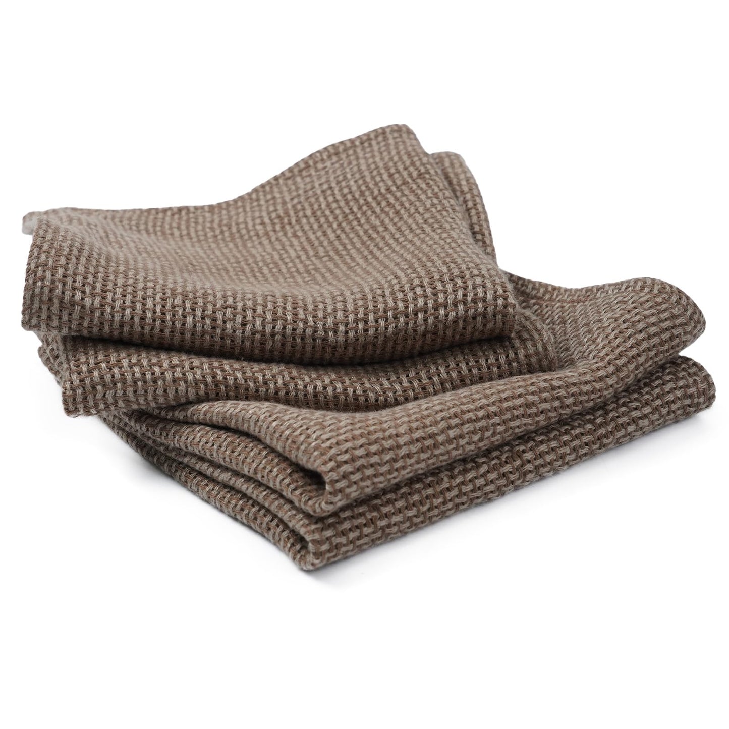 HSOFTIFY 100% Linen Face Cloth for Washing 4 Pack with Hanging Loop, Coffee