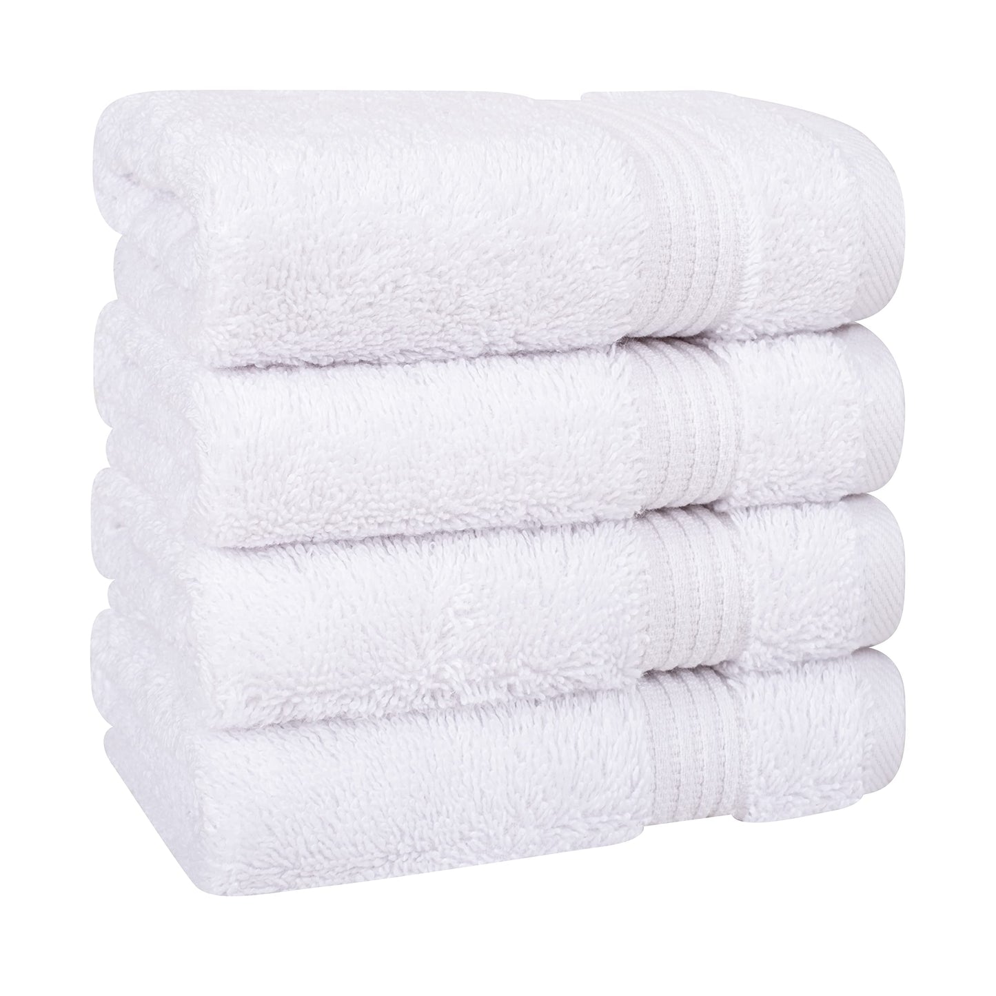 Cotton Paradise 100% Cotton Turkish Washcloths for Bathroom 4 Piece Soft Absorbent Small Hand Face Towels Fluffy Wash Rags for Body, White Wash Cloths