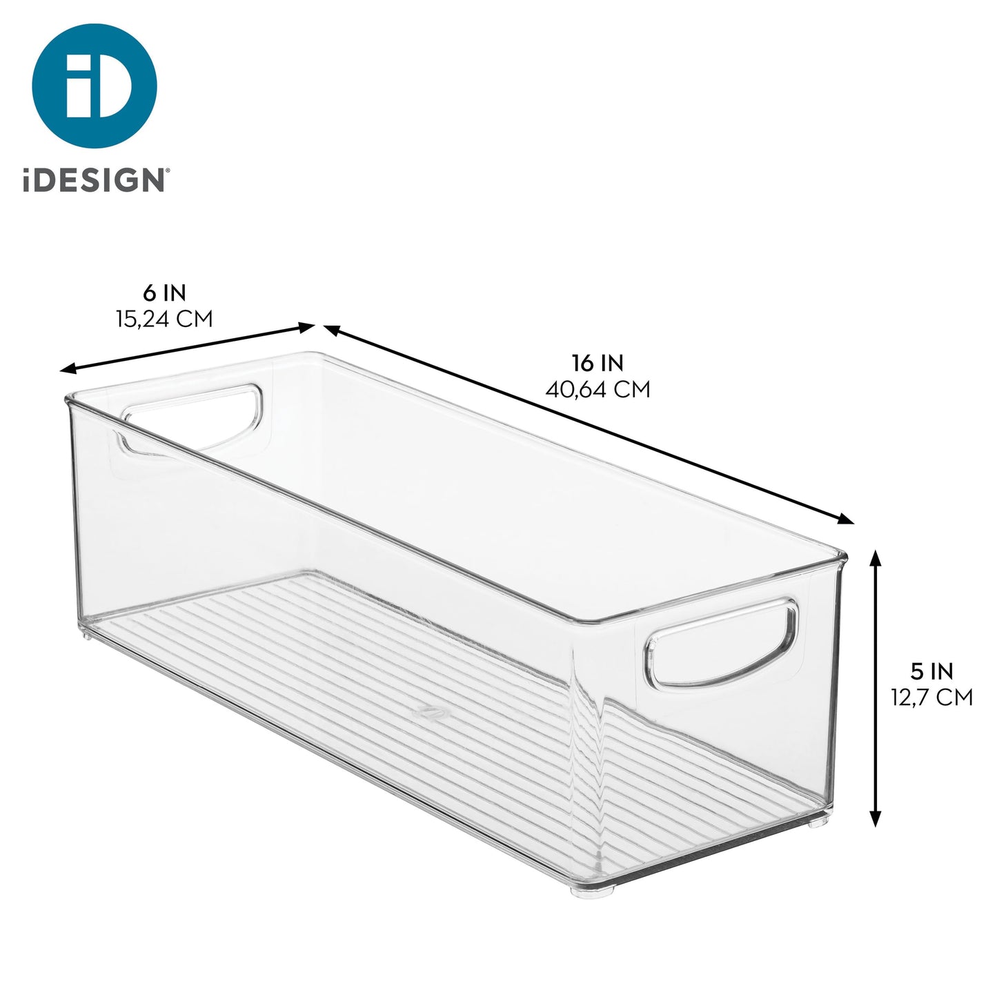 InterDesign iDesign Recycled Plastic Stackable Storage Bin with Handles – Clear
