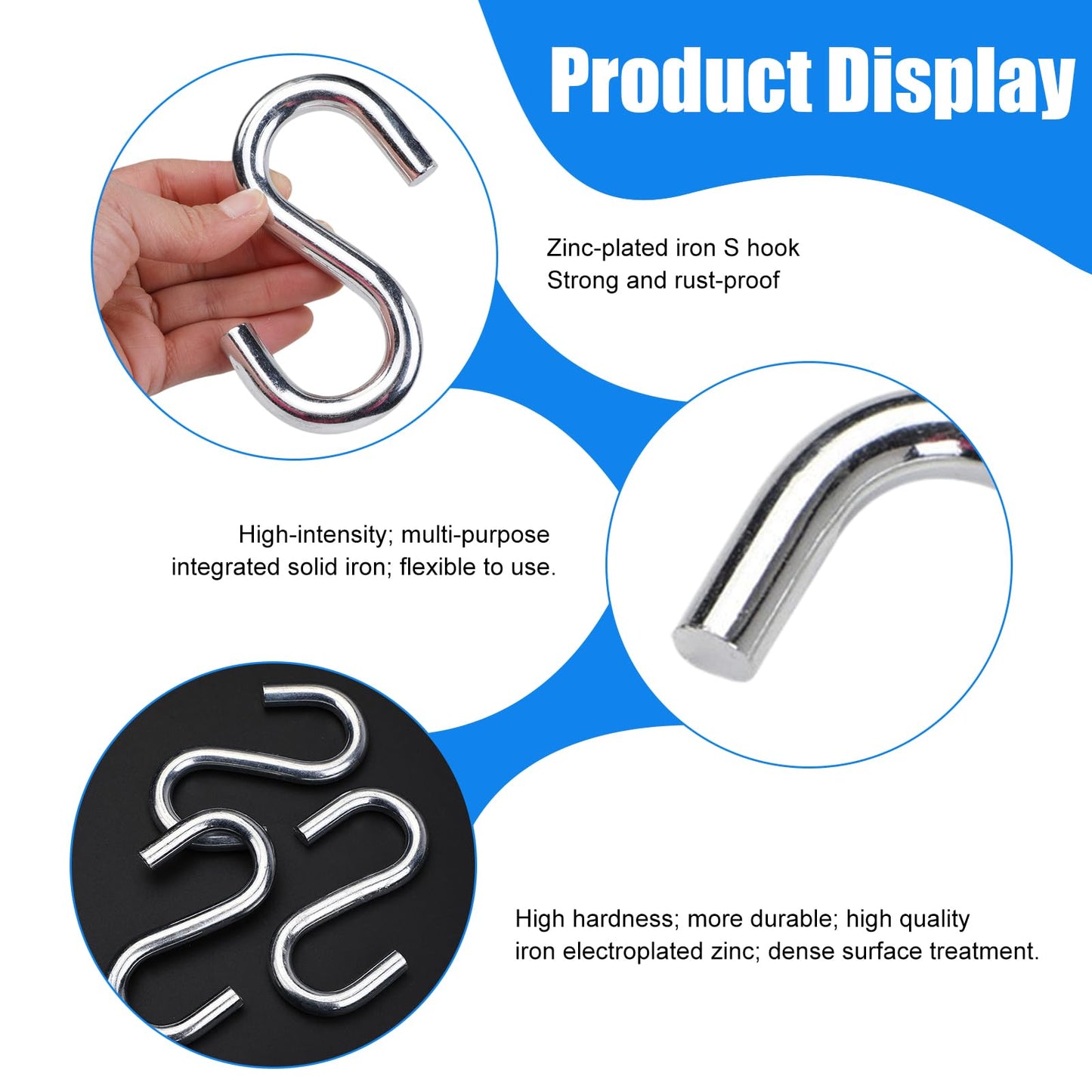 UEKPDM 304 Stainless Steel 3 - Inch S Hooks, Industrial Grade Utility Hooks for Hammock and Swing, 2 Packs