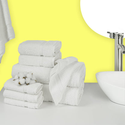Chakir Turkish Linens | Hotel & Spa Quality 100% Cotton Premium Turkish Towels | Soft & Absorbent 8-Piece Towel Sets, White