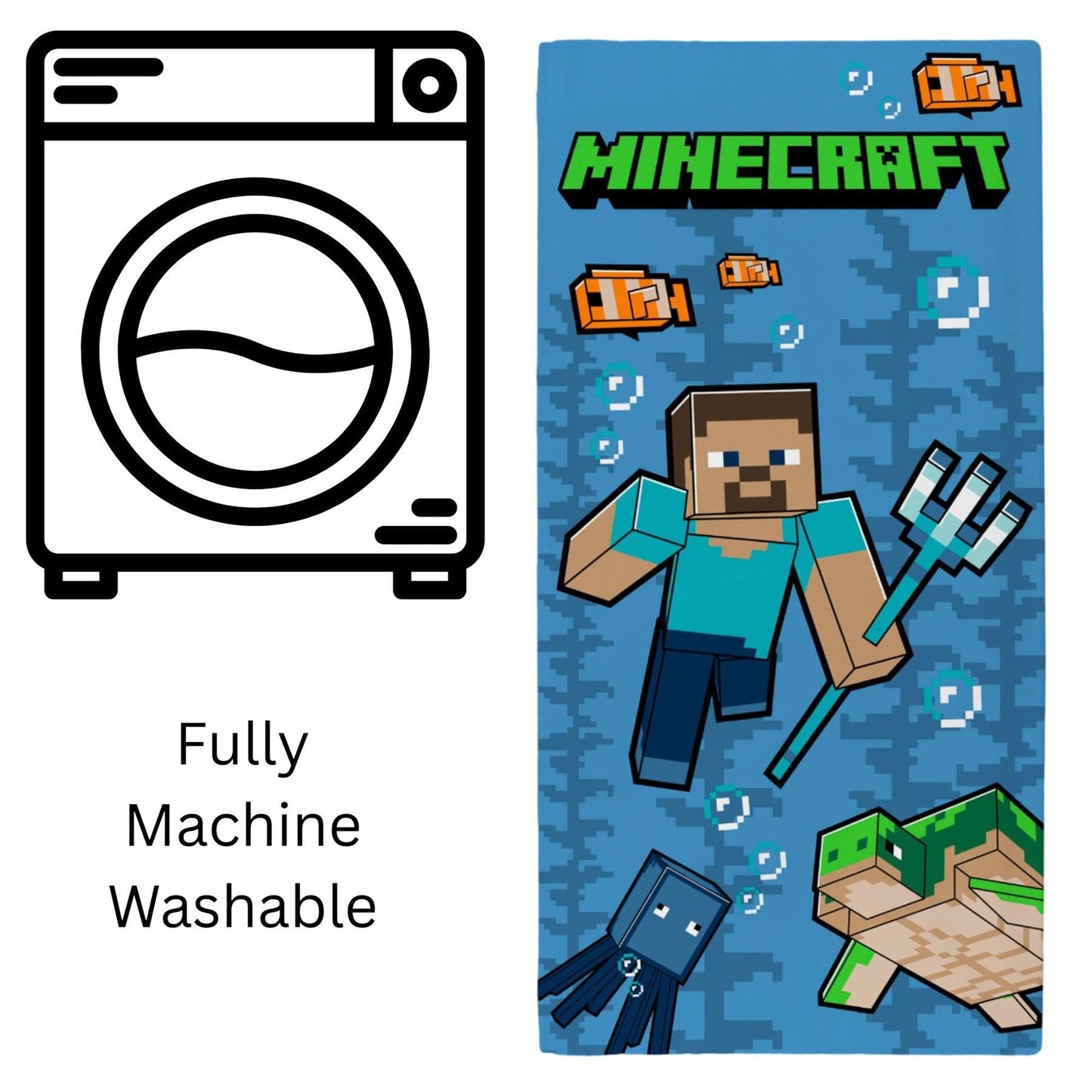 Minecraft Trident Printed Beach Towel Kids Game Towel