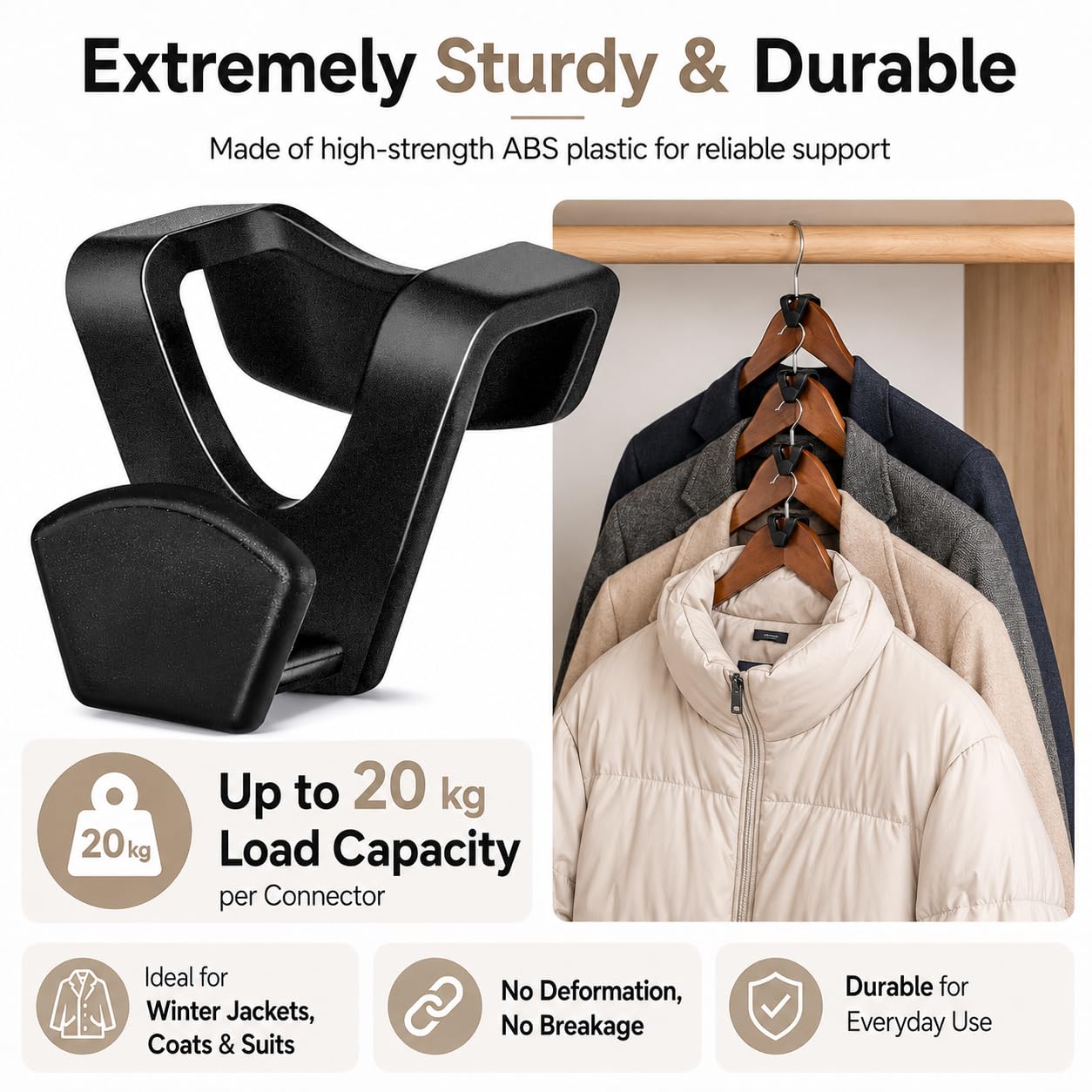 HOUSE DAY Space Saving Hangers 60 Pack, Smart Hangers for Clothes, Black