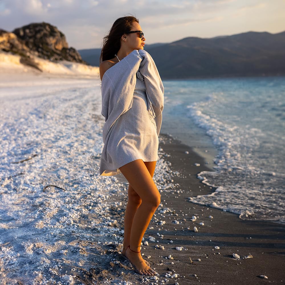 MyStilo 100% Recycled Cotton Hammam Towel - Sustainable and Natural - Sauna Towel, Beach Towel, Shower Towel, Bath Towel, Yoga Towel - Petrol