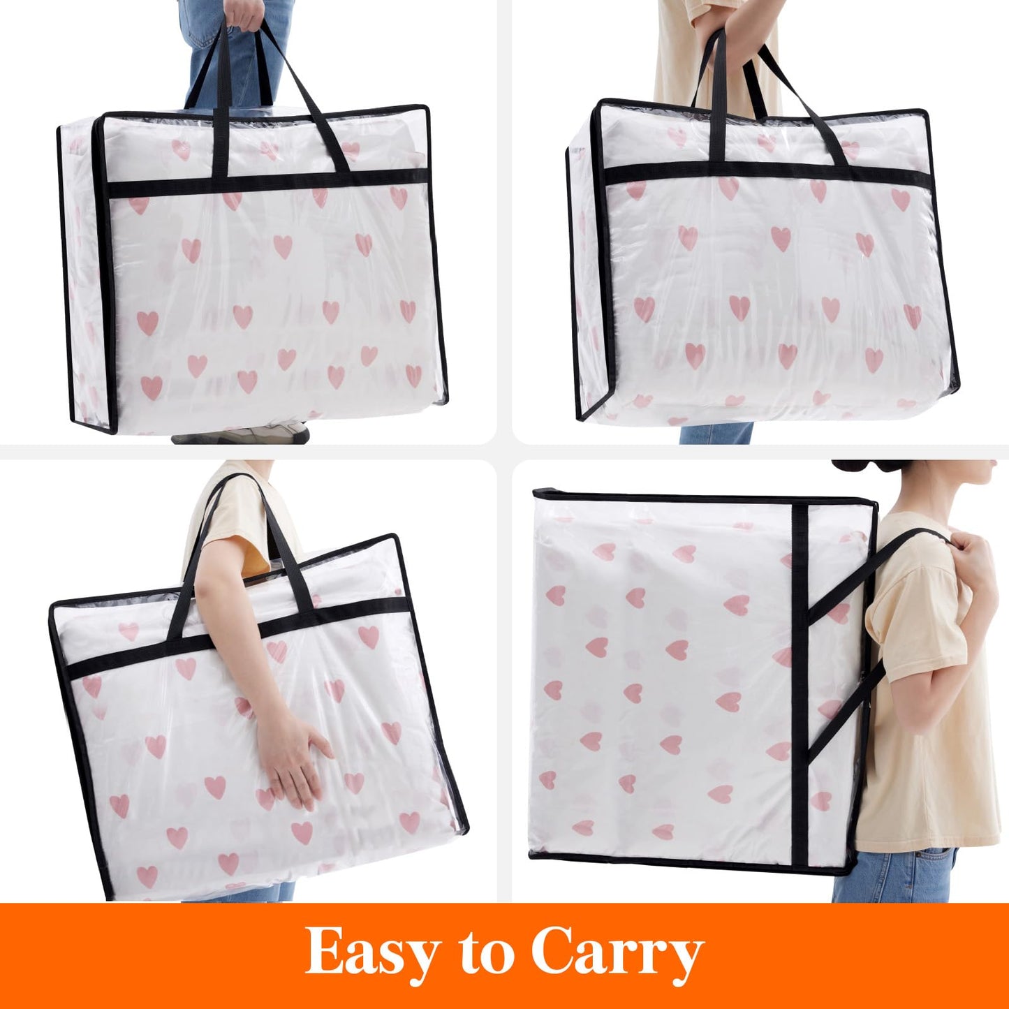 Lifewit 3 Pack Clear Storage Bags, 110L Plastic Clothes Storage Bags
