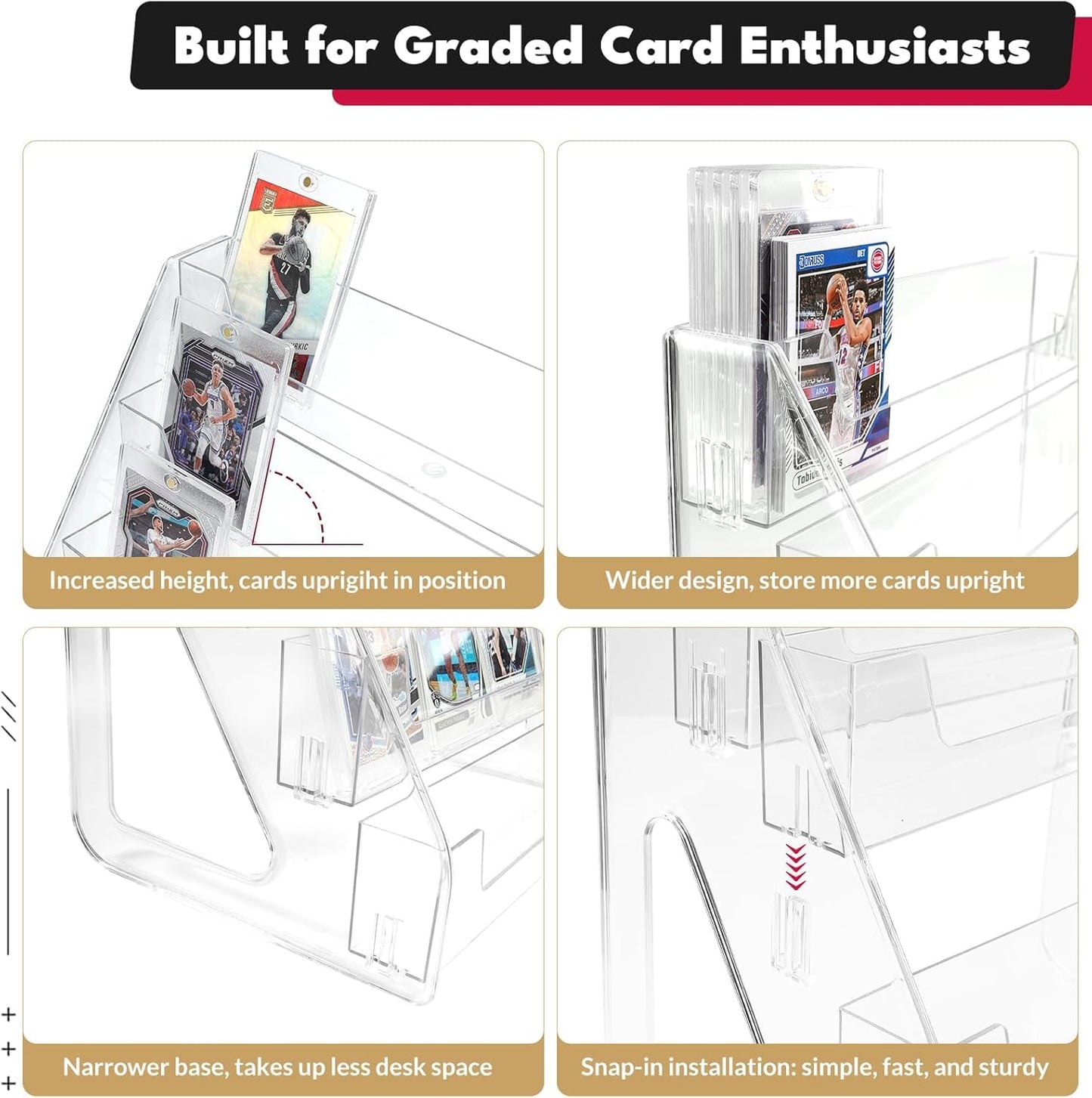 DIRXVMC Trading Card Display Stand, Vertical Holder for Baseball Basketball Sports Graded Card Display Stand Tabletop for PSA BGS SGC Slabs