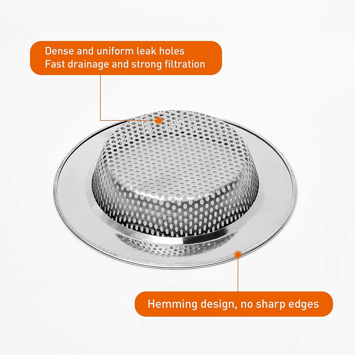Qinglele 2pcs Kitchen Bathroom Sink Strainer, Stainless Steel Drain Filter, Thicker, Outer Diameter 3 Inch/77mm Small Size