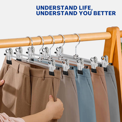 WEIDMAX Trouser Hanger Strong Chrome Skirt Coat Hangers with Non-Slip Clips 28cm 11",Pack of 20