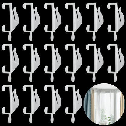 25 Pcs Curtain Hooks, White Plastic Curtain Track Hooks, Rail Gliders Sliding Hook for Shower Curtains, Track Window, Door White 25Pcs