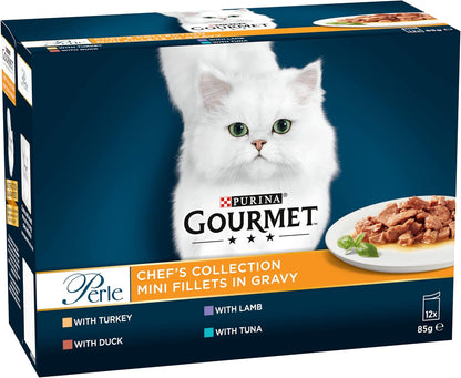 Perle Chef's Collection In Gravy Wet Cat Food 12x85G, Pack of 4