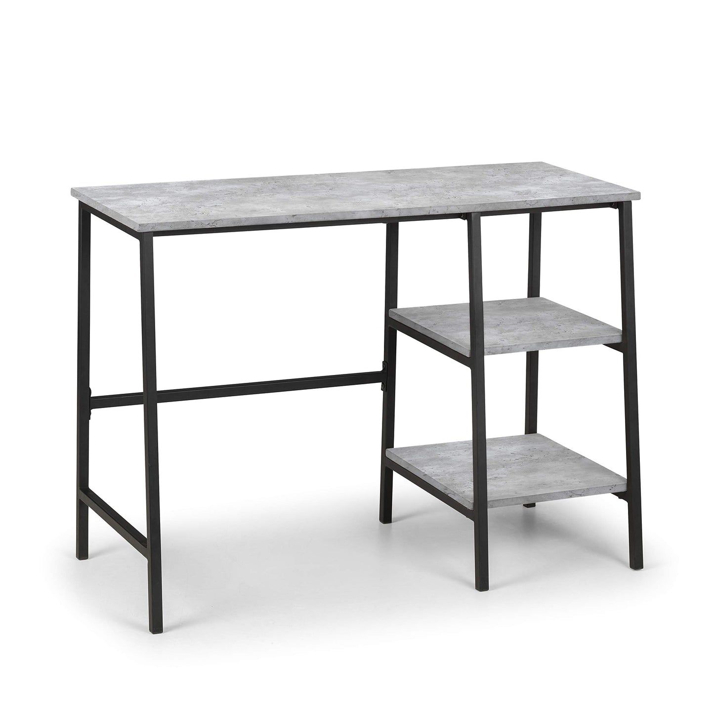 Julian Bowen Staten Desk with Shelves, Concrete Effect - H72 x W104 x D45cm
