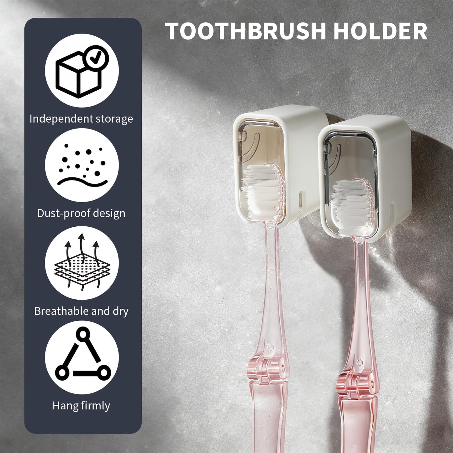 4Pcs Toothbrush Holder Wall Mounted Toothbrush Head Holder Cover Durable Dust Free Organizer for Adults Kids Space Saving Bathroom Accessory
