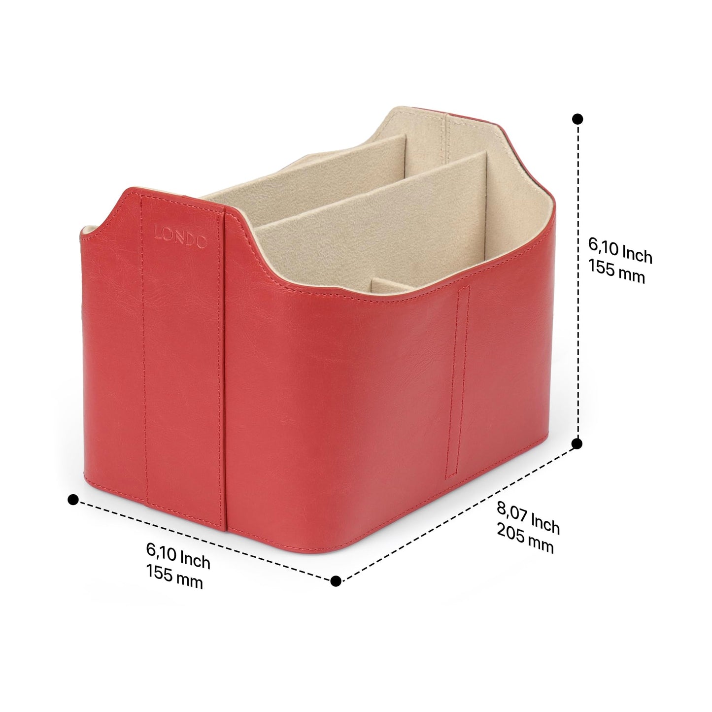 LONDO Leather Remote Control Organizer Caddy with Tablet Holder - 4 Pockets - Fits Apple TV, Roku, iPad