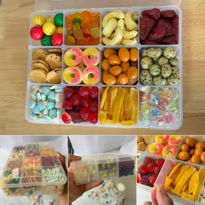 LAifu Snack Box Large, Snack Box with 12 Removable Compartments, Divided Snackle Boxes Trays with compartment for Candy, Spices, Fruits, Nuts, Chips