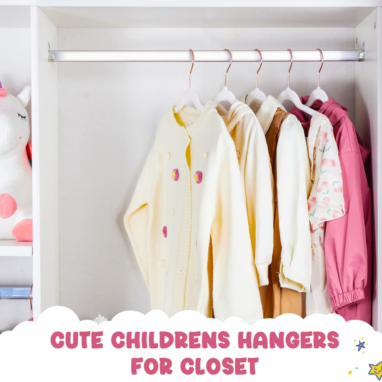 HOUSE DAY Premium Kids Velvet Hangers (Pack of 60) with Gold Hooks, Space Saving Ultra Thin,Non Slip Hangers for Children's Skirt Dress Pants,Clothes