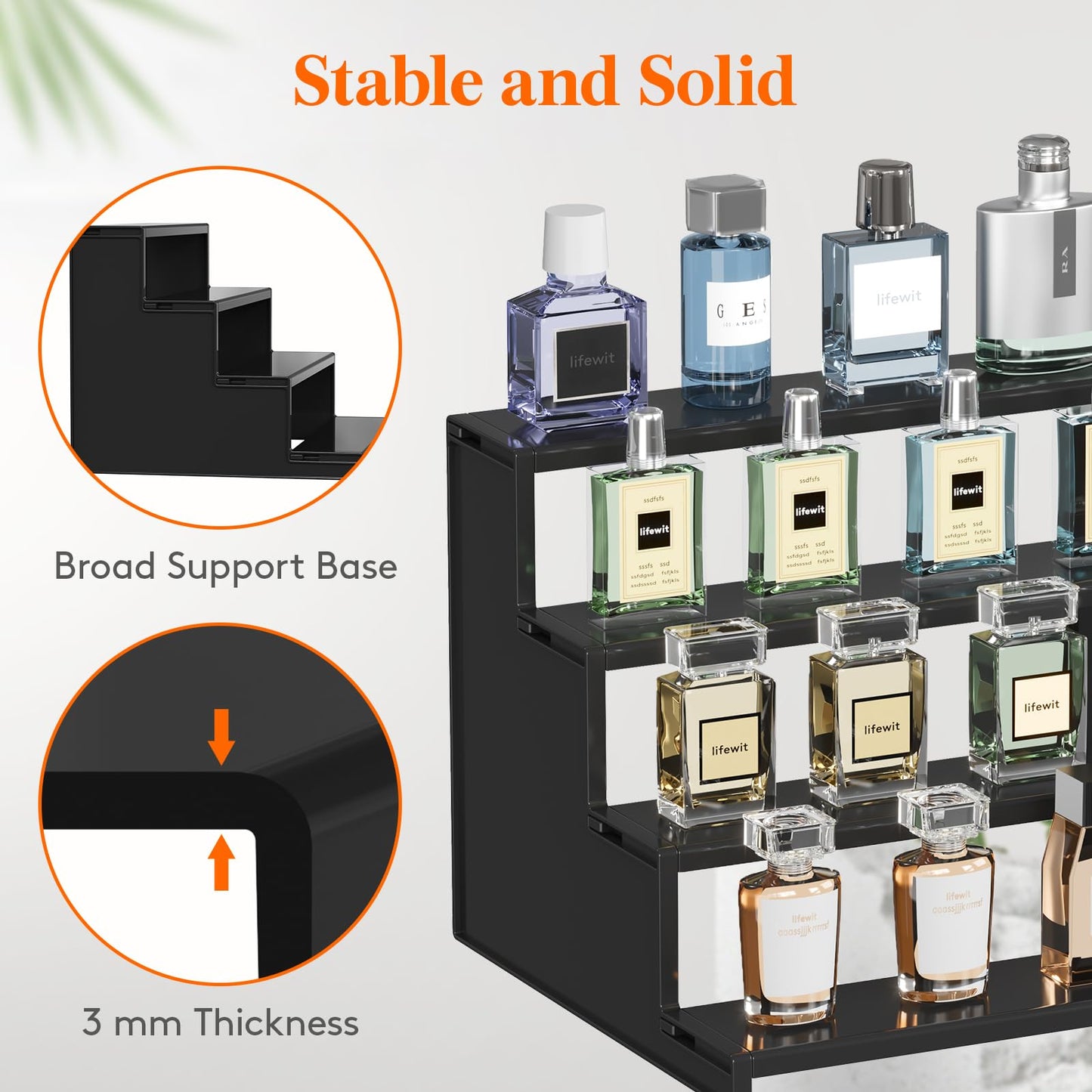 Lifewit 4 Tier Perfume Organiser, Plastic Cologne Stand, Tool-Free Assembly, Fragrance Makeup Cosmetics Display Shelf for Vanity Bedroom Bathroom