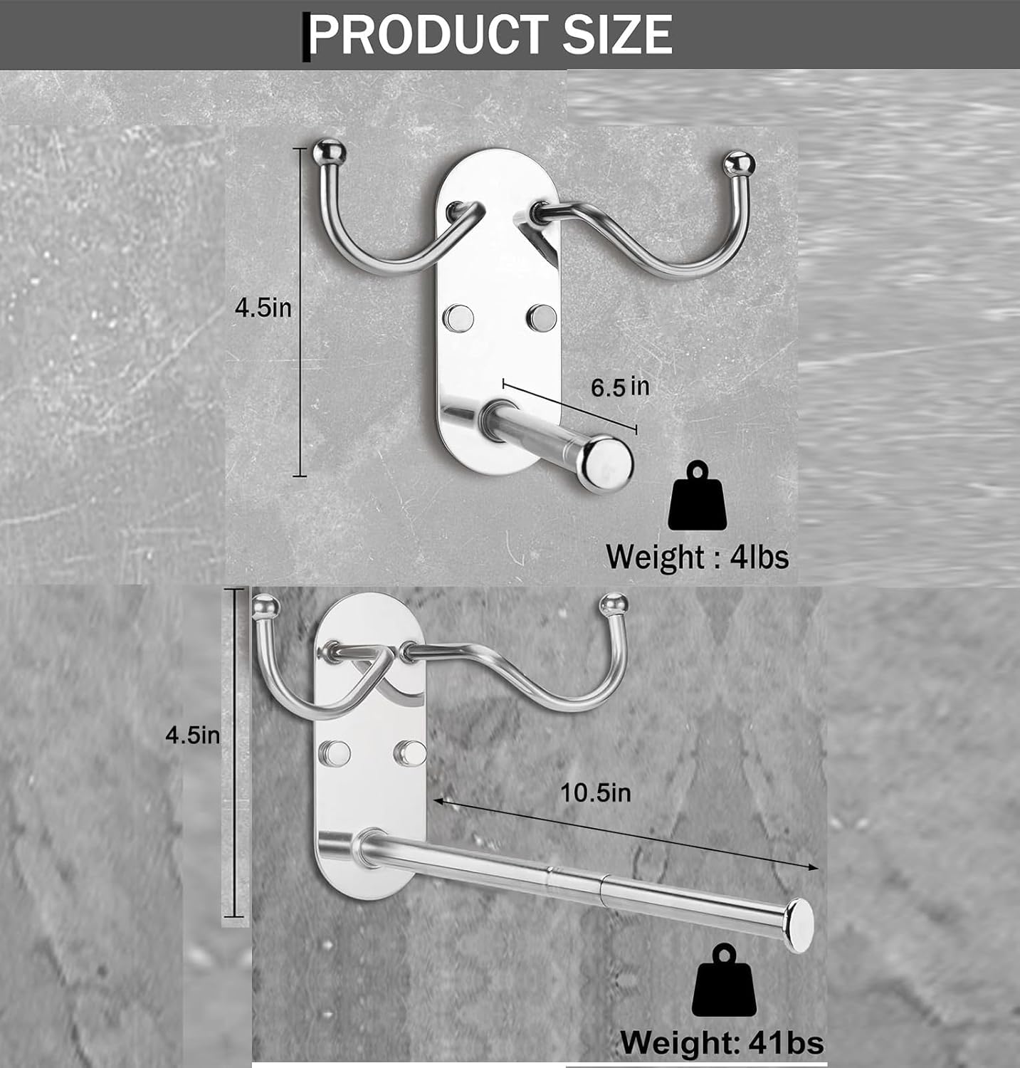 Retractable Clothes Hanger Storage organiser with Two Multi-Purpose coat Hooks,Stainless Steel Clothes Rack Storage Organiser