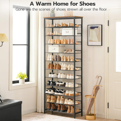 HOOBRO Shoe Rack Tall, Large Capacity Shoe Storage Organizer, 12-Tier Shoe Rack for 44-55 Pairs of Shoes, 75 x 28.5 x 194.5cm, Adjustable Metal