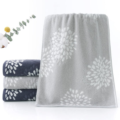 Pidada Hand Towels Set of 4 Hydrangea Floral Pattern 100% Cotton Absorbent Soft Decorative Towel for Bathroom Light Grey