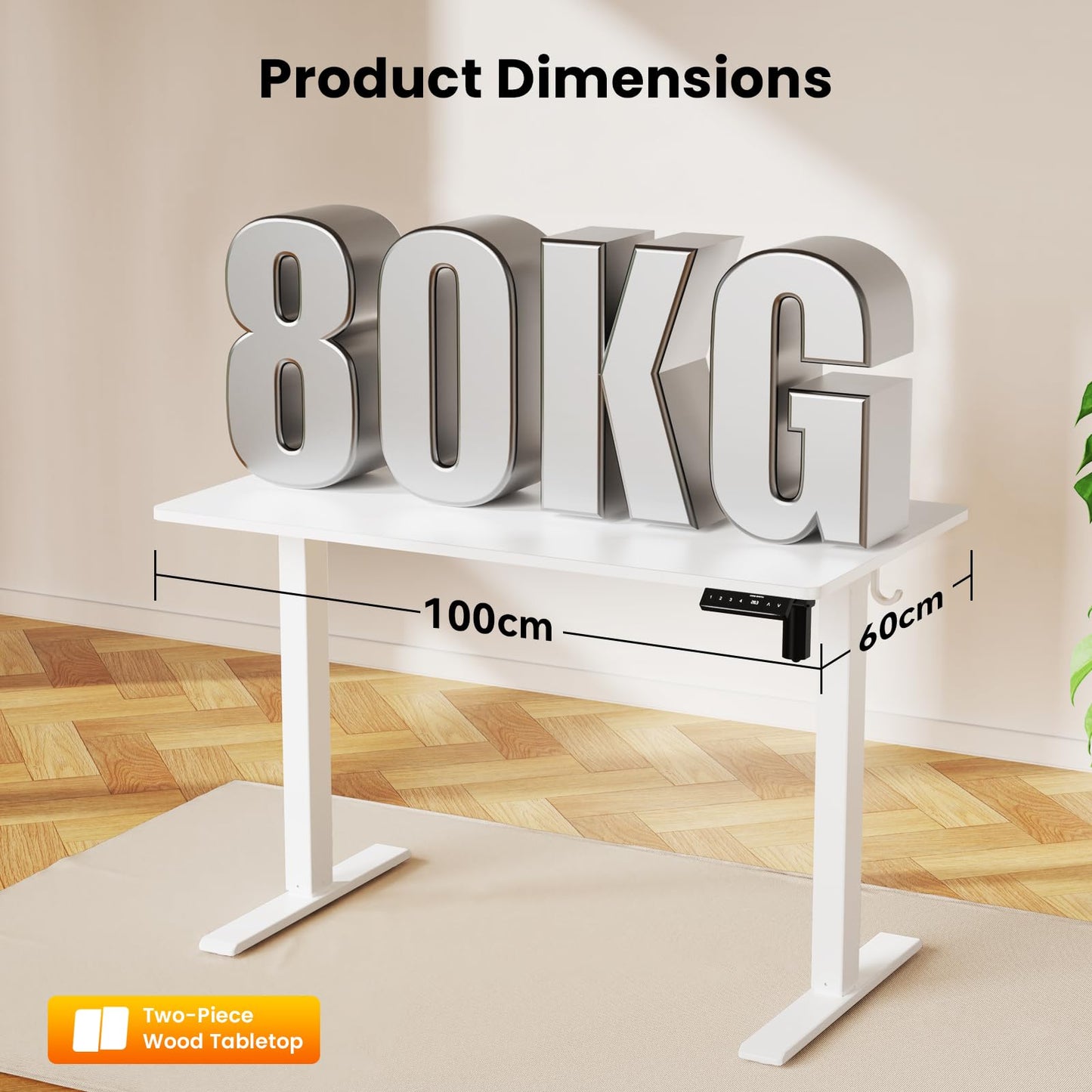 WALKINGDESK Electric Standing Desk, 100 x 60 cm, White