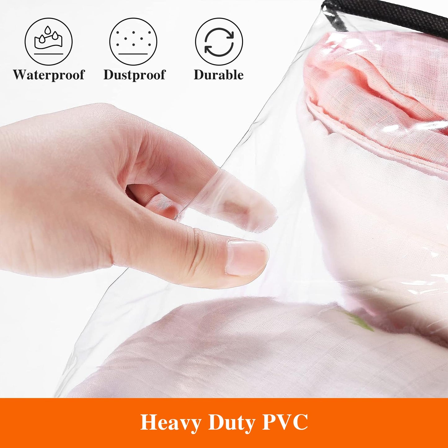 Vieshful 3 Pack Black Clear Clothes Storage Bag Organizer Reinforced Handle