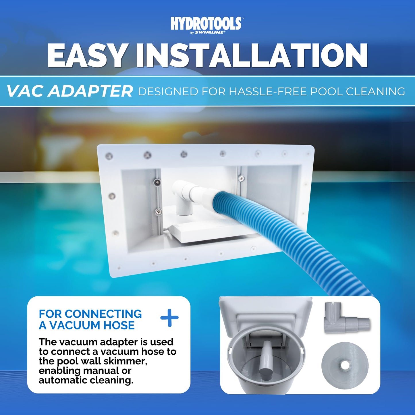 Hydro Tools 8939 Wide Mouth ABS Thru-Wall Pool Skimmer