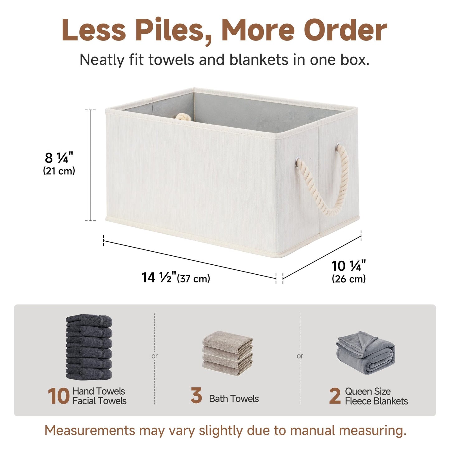 StorageWorks Large Storage Boxes for Organising, Foldable Storage Baskets for Shelves, Fabric Storage Boxes with Handles
