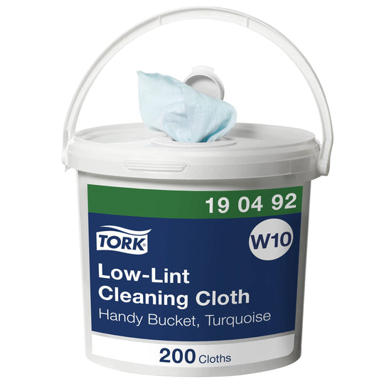 Tork 190492 Low-Lint Cleaning Handy Bucket / 1 Ply Disposable Cotton Towel Suitable with W10 Handy Bucket Big / Turquoise / 1 x 60m / ? 16cm