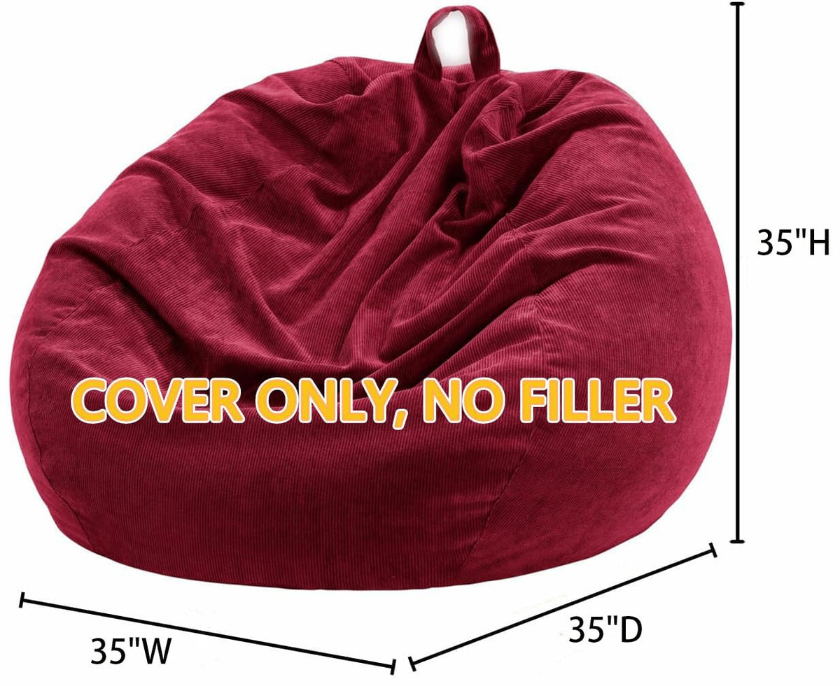 Nobildonna 3 ft Bean Bag Chair Cover No Filler for Adults and Kids 300L Extra Large Stuffed Animal Storage Bean Bag Washable Soft Premium Corduroy