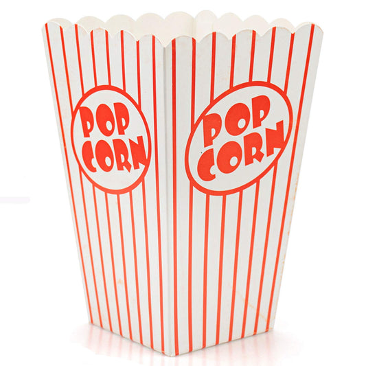 100 Pack Open-Top Popcorn Box, 16x10cm Popcorn Favor Boxes, Striped Paper Candy Container for Birthday Theater Themed Parties Movie Nights Carnivals