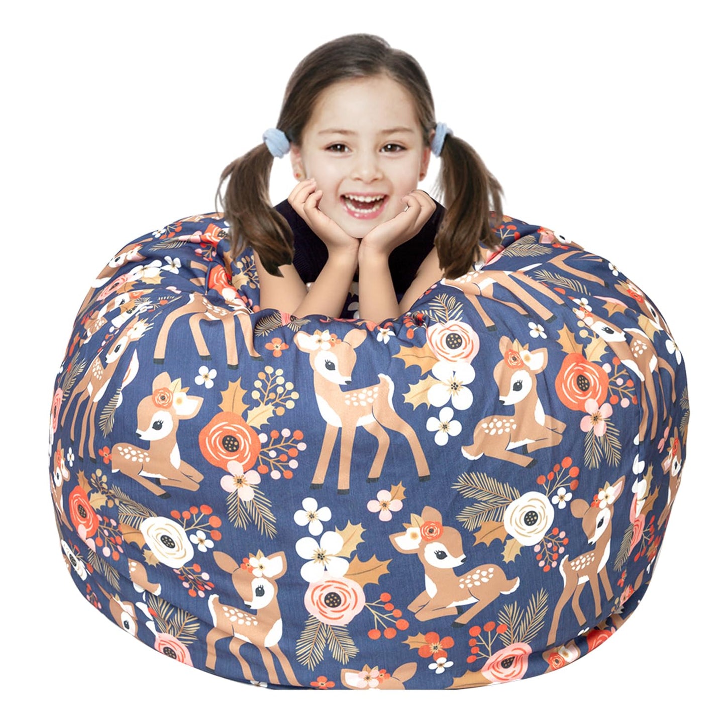 Round Bean Bag Cover Only without Filling, Large Stuffed Animal Bean Bag Storage, Bean Bag Chair Cover