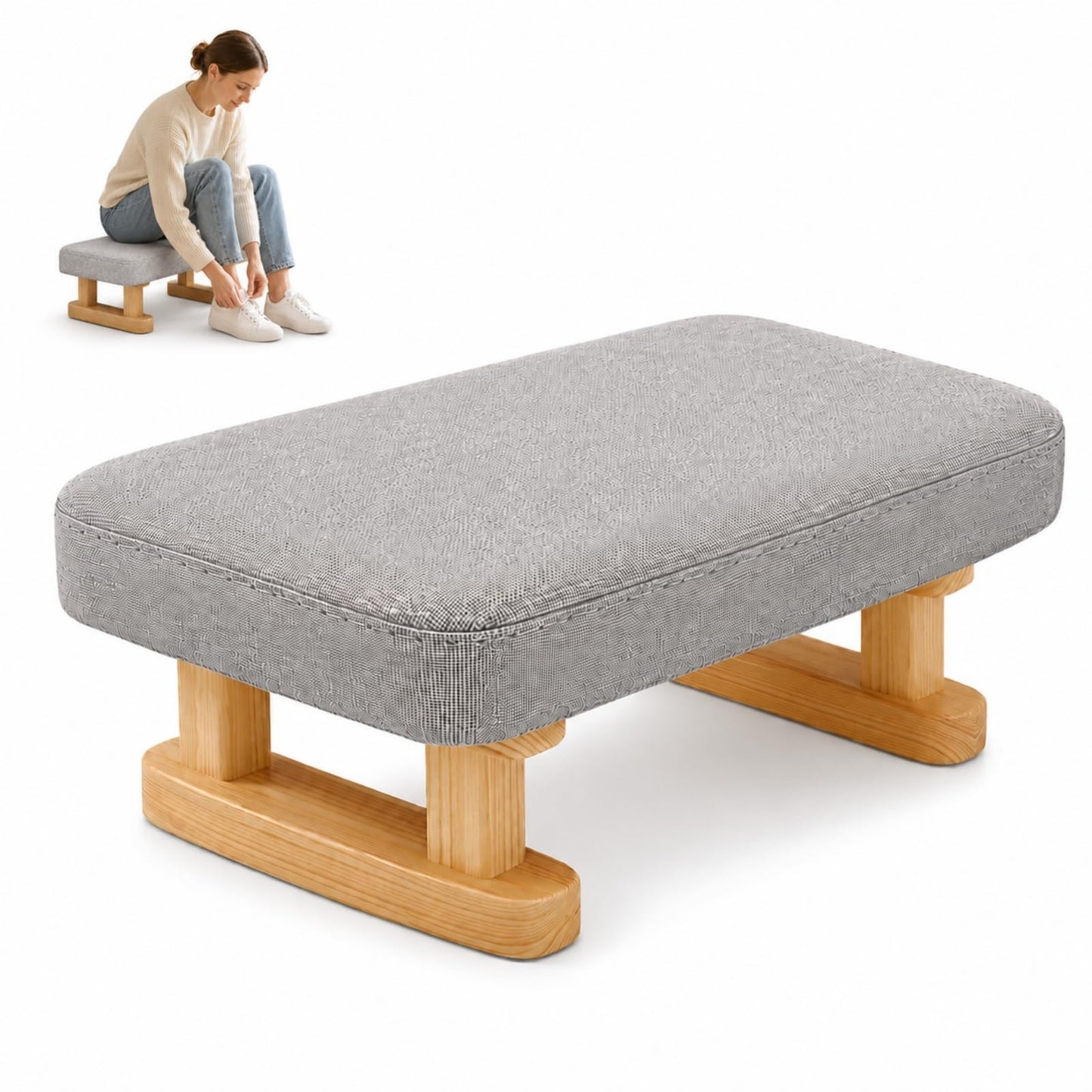 Foot Stool, Small Pouffe Footstool with Removable Cover