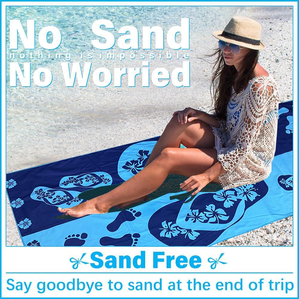 JAODFK 2 Pcs Microfibre Beach Towel 71"X32" Quick Dry Grid Lightweight Sand Free Extra Large Thin Towels Travel Essentials For Adults Womens Swim