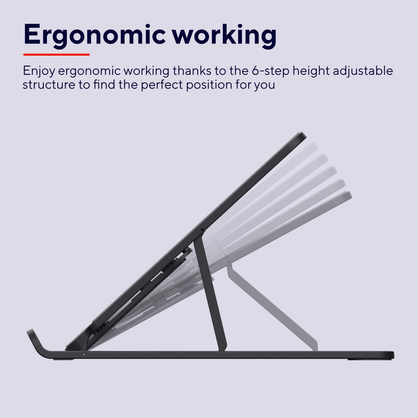 Trust Primo Portable Laptop Stand for Desk, 16” Foldable Laptop Riser, Grey