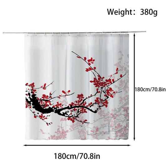 FAIRYGATE Wet Room Shower Curtain Mould Proof Resistant Winter Flowers Water Repellant Fabric Polyester with 12 Plastic Hooks Size 180x180CM Bathroom