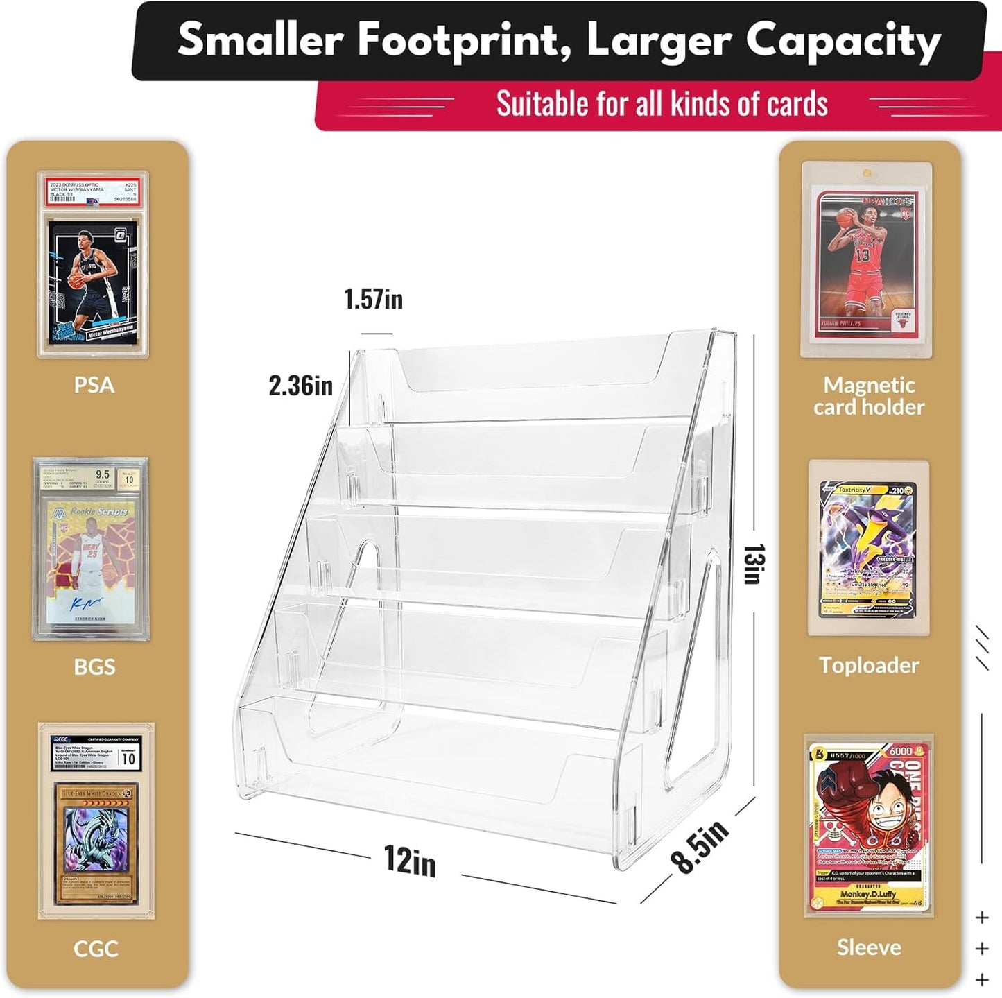 DIRXVMC Trading Card Display Stand, Vertical Holder for Baseball Basketball Sports Graded Card Display Stand Tabletop for PSA BGS SGC Slabs