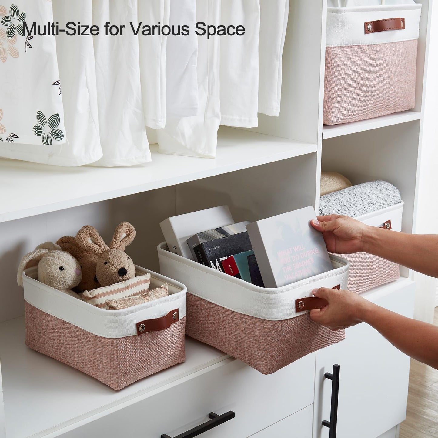 Mangata Rectangular Fabric Storage Boxes, Multi-Size, Material Container Baskets for Shelf, Wardrobe, Toys and Clothes, 41x31x18 cm