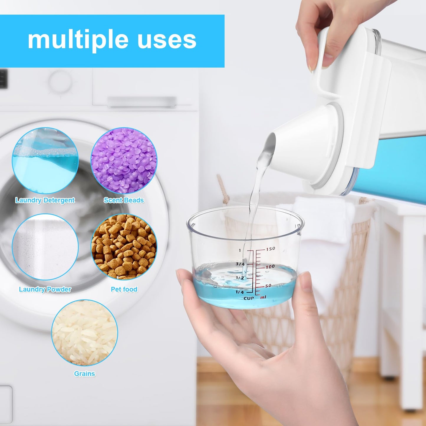 Invalidism 2 Pack Washing Powder Storage,1800ml Laundry Detergent Dispenser with Measuring Cup