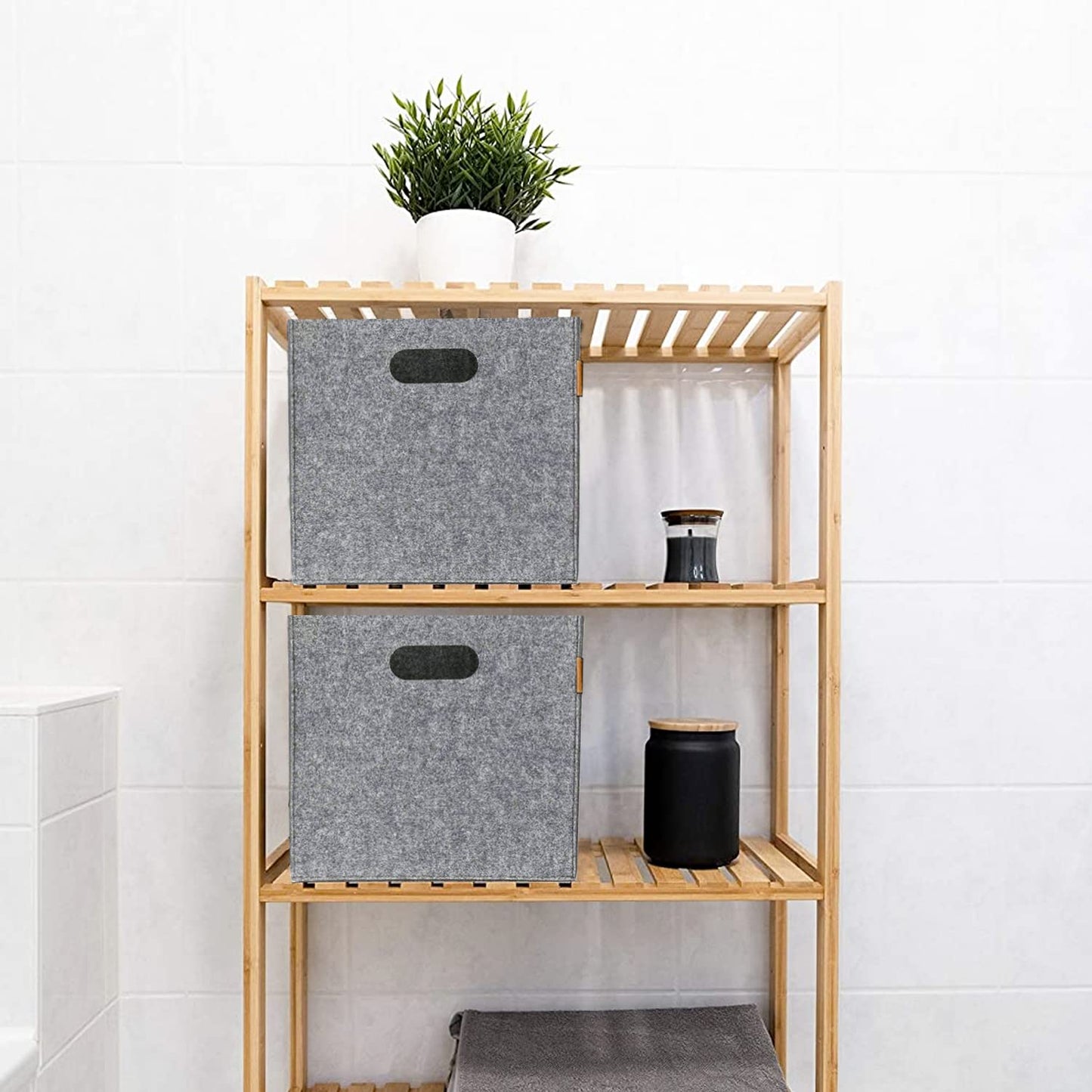 Miqio® Design Felt Storage Box Set of 4 | 30 x 30 x 30 cm | Organizer Folding Box | Storage Basket | Kallax Shelf Insert | Light Grey