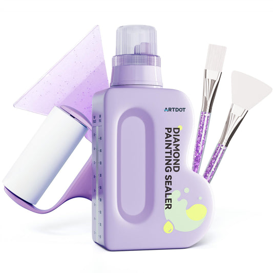 ARTDOT 480ml Diamond Art Glue Scale Accessories Kit for Adults, Clear Acrylic Glue Sealer with Tools for Diamond Painting, Puzzle, Jigsaw