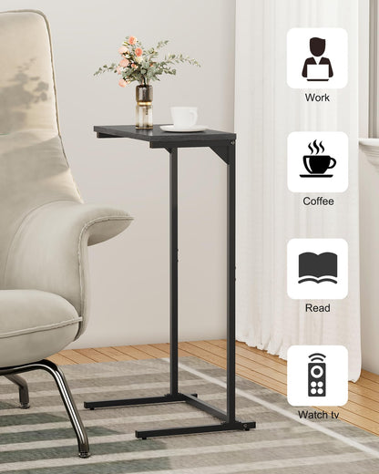 TUTOTAK C Shaped Side Table, Set of 2, Small End Table, 28.7 inch Tall Couch Sofa Table, Living Room, Bed Room, Black TB01BK0712EU