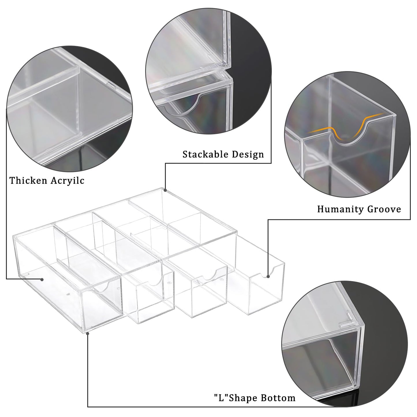 TOLIDA Clear Acrylic Sunglasses Organiser, 4 Slots Display Storage Drawer