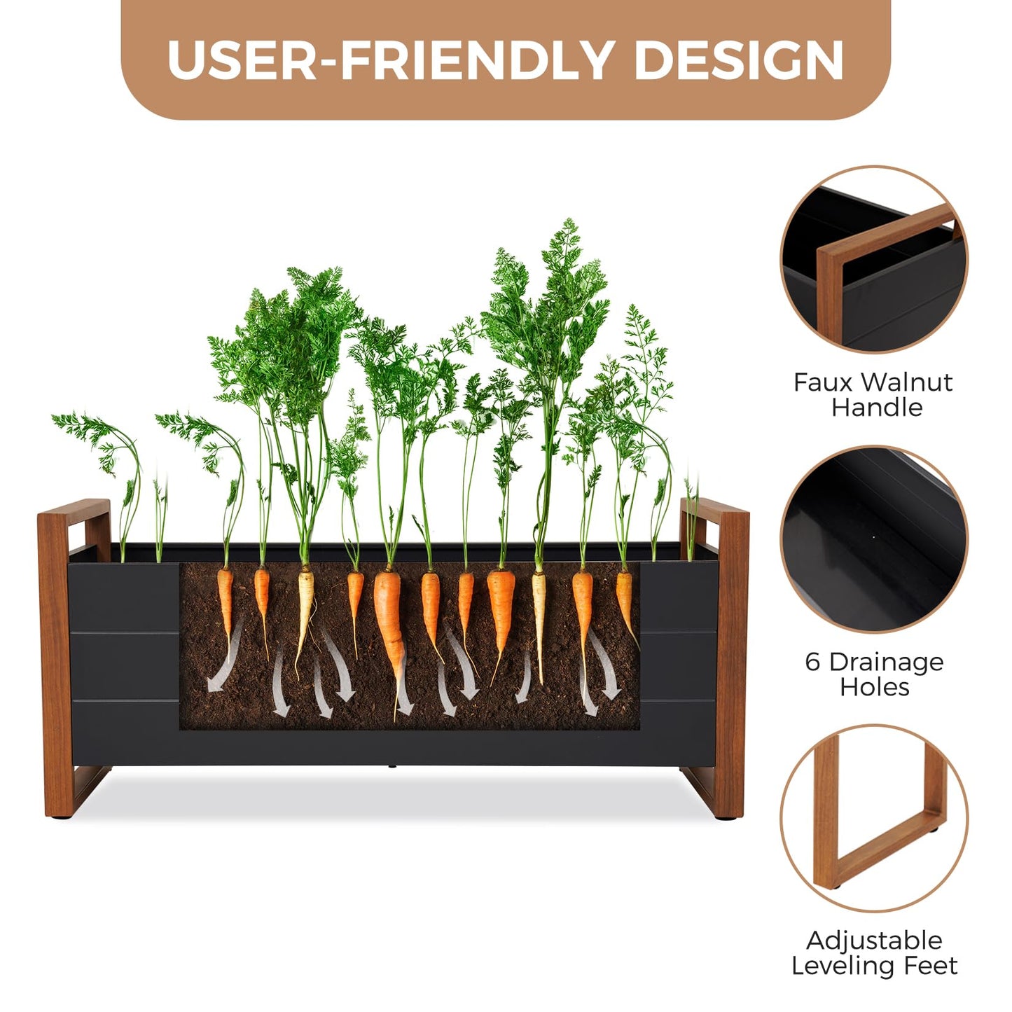 Grand patio Raised Bed for Garden, Raised Planter with Metall, Weather-Resistant, Easy to Assemble, Raised Planter Bed with Drainage Holes for