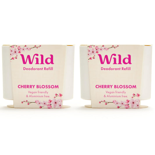 Wild - Cherry Blossom Refill Duo Pack - Natural Refillable Deodorant - Vegan & Eco-Friendly - Aluminium Free - Long Lasting Protection - Natural