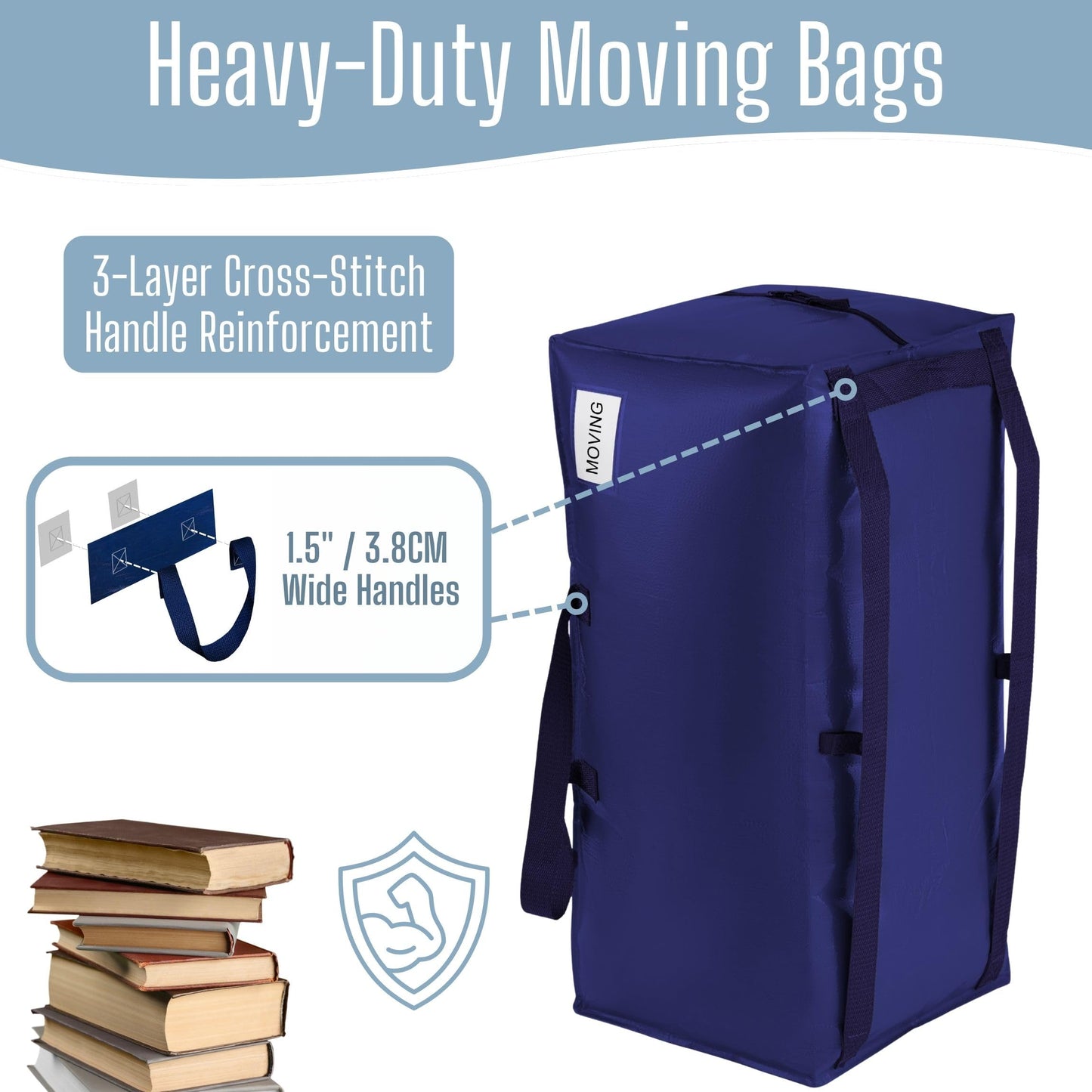 VENO 8 Pack Moving Bags Heavy-Duty Extra Large W/Backpack Straps, Moving House Essentials, Strong Handles & Zips, Clothes Storage, Packing