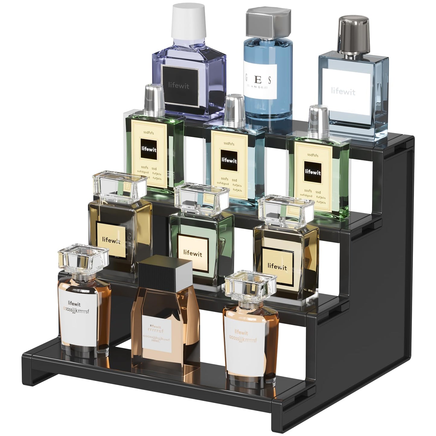 Lifewit 9 Inch Cologne Display Stand, 4 Tier Plastic Perfume Riser, Display Shelf for Aftershave, Fragrance, Skincare, Makeup, Vanity Storage