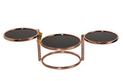 ASPECT Eterntity Glass Coffee Table in Cooper Frames with Swivel Motion, Tempered, Copper/Black, 58x50x43 cm